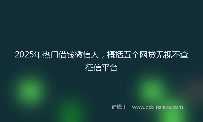 2025年热门借钱微信人，概括五个网贷无视不查征信平台