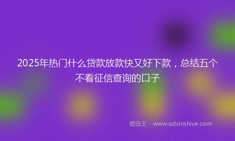 2025年热门什么贷款放款快又好下款，总结五个不看征信查询的口子