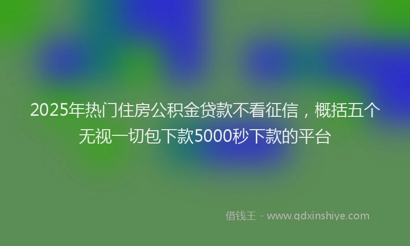 2025年热门住房公积金贷款不看征信，概括五个无视一切包下款5000秒下款的平台