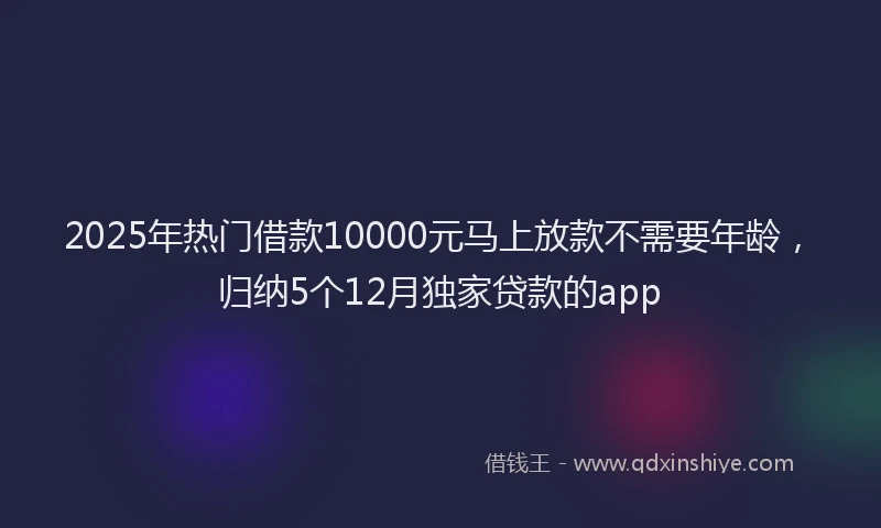2025年热门借款10000元马上放款不需要年龄，归纳5个12月独家贷款的app