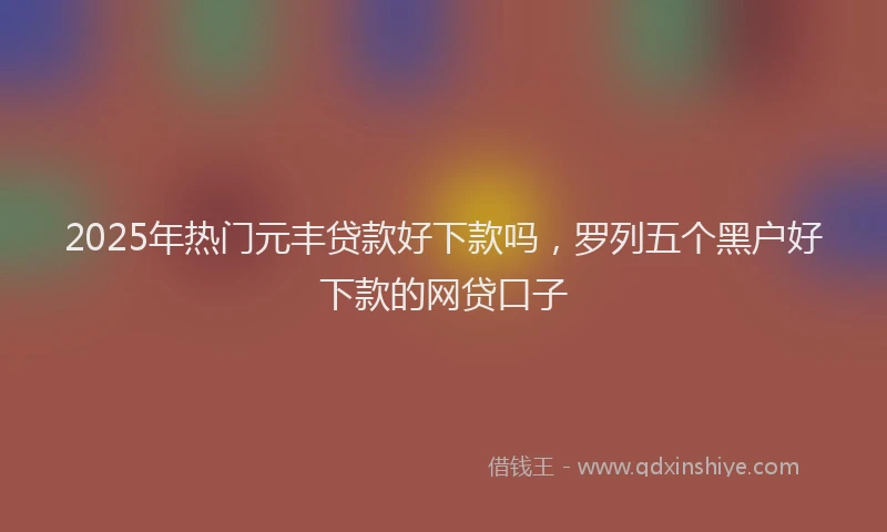 2025年热门元丰贷款好下款吗，罗列五个黑户好下款的网贷口子