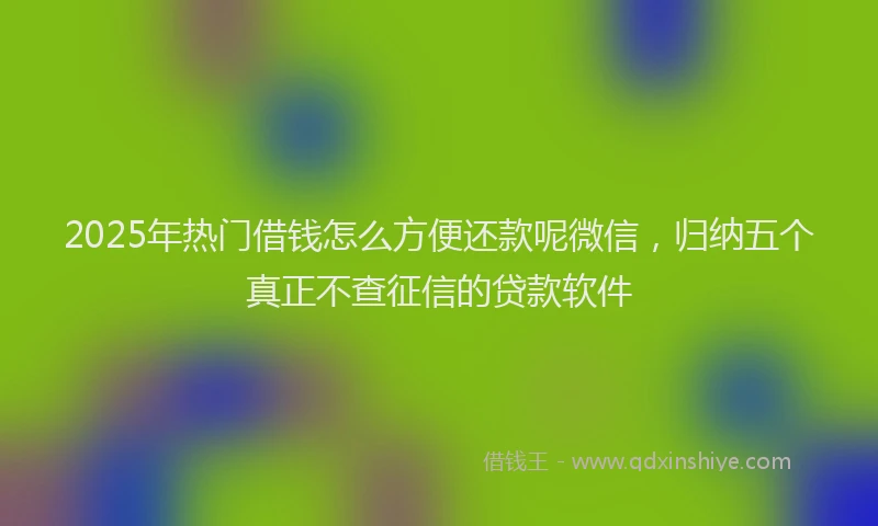 2025年热门借钱怎么方便还款呢微信，归纳五个真正不查征信的贷款软件