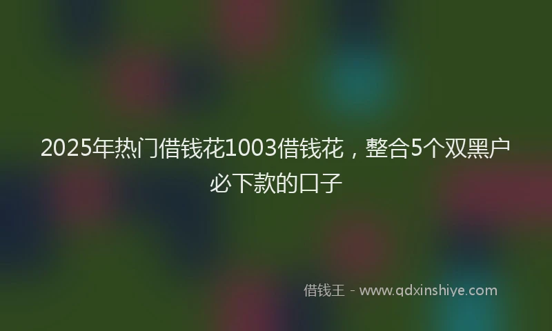 2025年热门借钱花1003借钱花，整合5个双黑户必下款的口子
