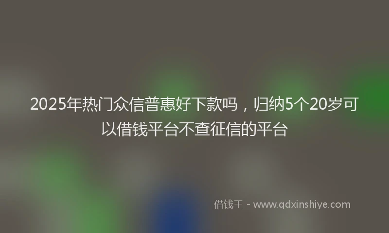 2025年热门众信普惠好下款吗，归纳5个20岁可以借钱平台不查征信的平台