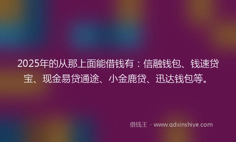 2025年的从那上面能借钱有：信融钱包、钱速贷宝、现金易贷通途、小金鹿贷、迅达钱包等。