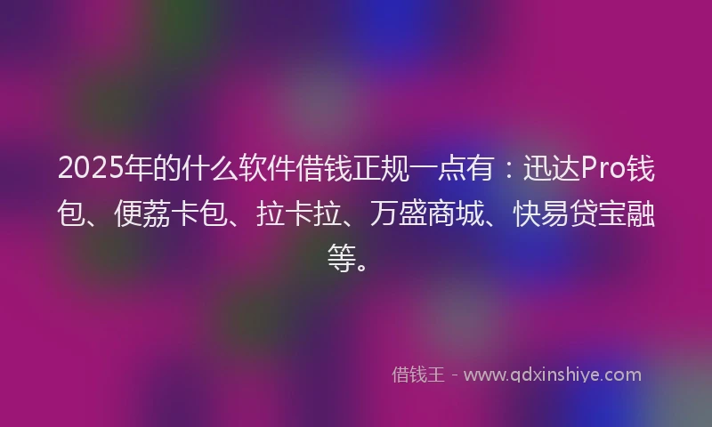 2025年的什么软件借钱正规一点有：迅达Pro钱包、便荔卡包、拉卡拉、万盛商城、快易贷宝融等。