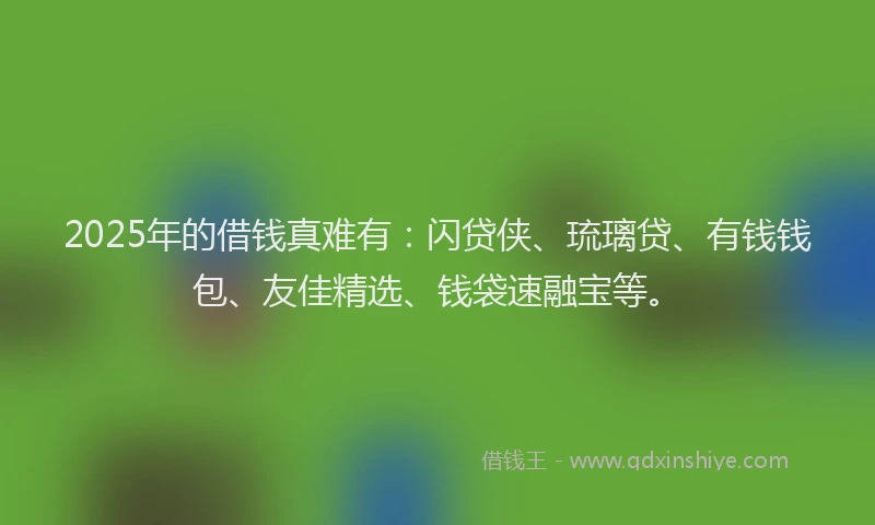 2025年的借钱真难有：闪贷侠、琉璃贷、有钱钱包、友佳精选、钱袋速融宝等。