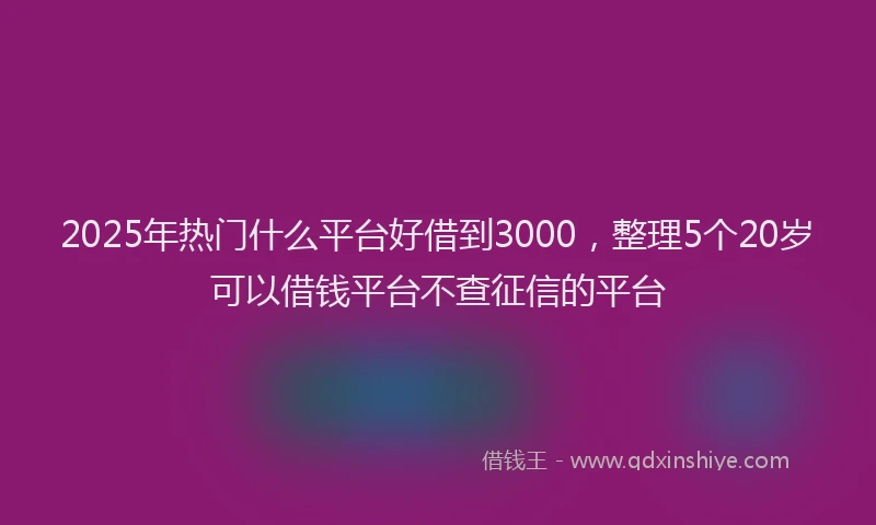 2025年热门什么平台好借到3000，整理5个20岁可以借钱平台不查征信的平台