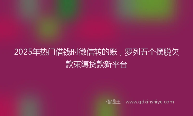 2025年热门借钱时微信转的账，罗列五个摆脱欠款束缚贷款新平台