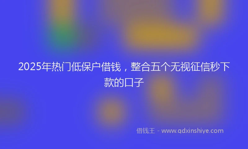 2025年热门低保户借钱，整合五个无视征信秒下款的口子