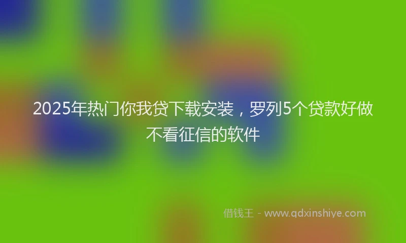2025年热门你我贷下载安装，罗列5个贷款好做不看征信的软件