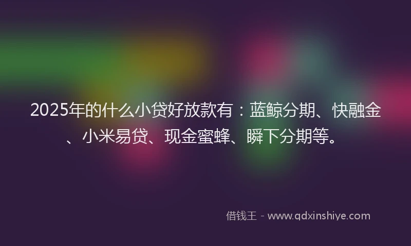 2025年的什么小贷好放款有：蓝鲸分期、快融金、小米易贷、现金蜜蜂、瞬下分期等。