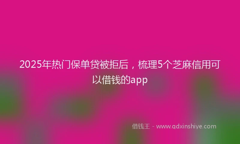 2025年热门保单贷被拒后，梳理5个芝麻信用可以借钱的app