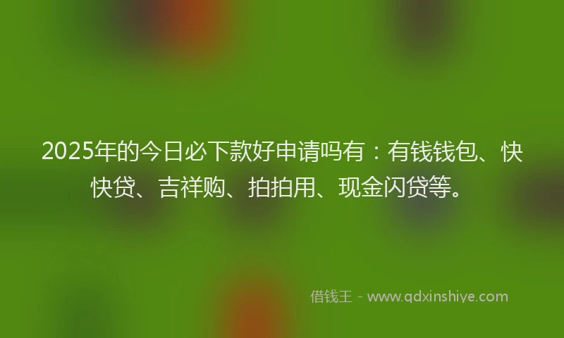 2025年的今日必下款好申请吗有：有钱钱包、快快贷、吉祥购、拍拍用、现金闪贷等。