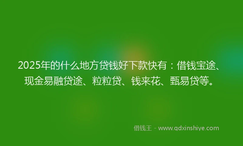 2025年的什么地方贷钱好下款快有：借钱宝途、现金易融贷途、粒粒贷、钱来花、甄易贷等。