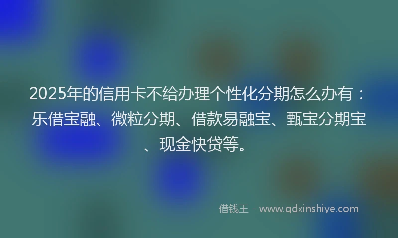 2025年的信用卡不给办理个性化分期怎么办有：乐借宝融、微粒分期、借款易融宝、甄宝分期宝、现金快贷等。