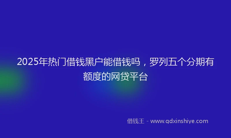 2025年热门借钱黑户能借钱吗，罗列五个分期有额度的网贷平台
