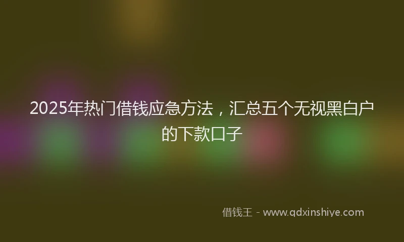 2025年热门借钱应急方法，汇总五个无视黑白户的下款口子