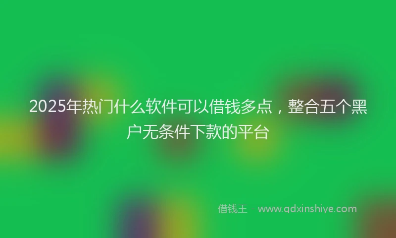 2025年热门什么软件可以借钱多点，整合五个黑户无条件下款的平台