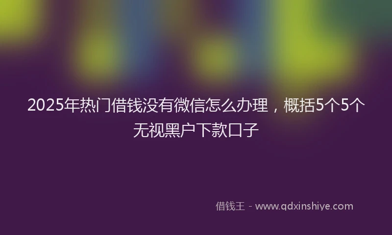 2025年热门借钱没有微信怎么办理，概括5个5个无视黑户下款口子