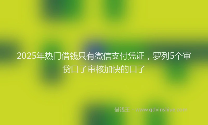 2025年热门借钱只有微信支付凭证，罗列5个审贷口子审核加快的口子