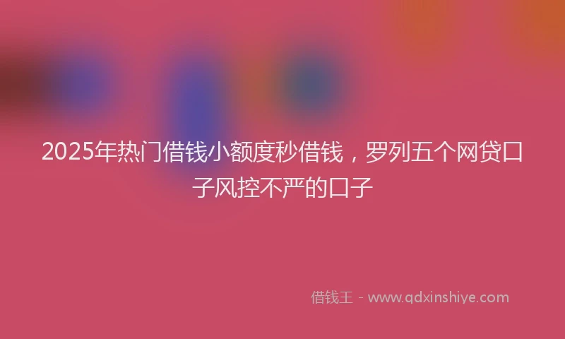 2025年热门借钱小额度秒借钱，罗列五个网贷口子风控不严的口子