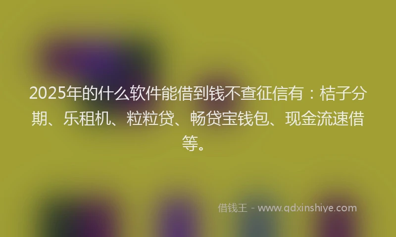 2025年的什么软件能借到钱不查征信有：桔子分期、乐租机、粒粒贷、畅贷宝钱包、现金流速借等。