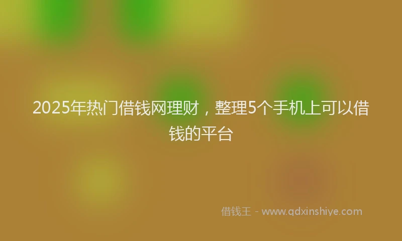 2025年热门借钱网理财，整理5个手机上可以借钱的平台