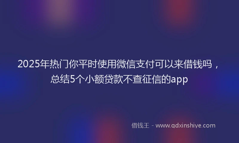 2025年热门你平时使用微信支付可以来借钱吗，总结5个小额贷款不查征信的app