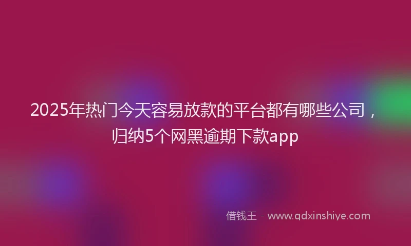 2025年热门今天容易放款的平台都有哪些公司，归纳5个网黑逾期下款app