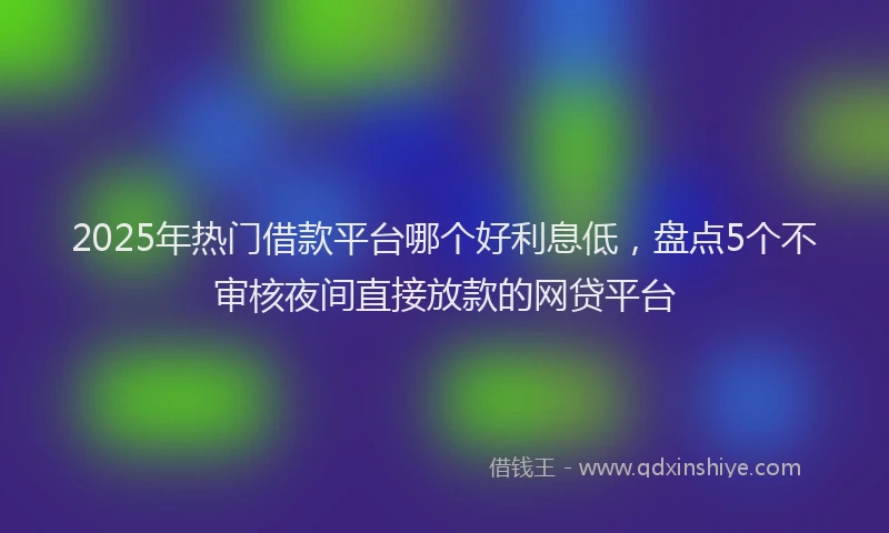 2025年热门借款平台哪个好利息低，盘点5个不审核夜间直接放款的网贷平台