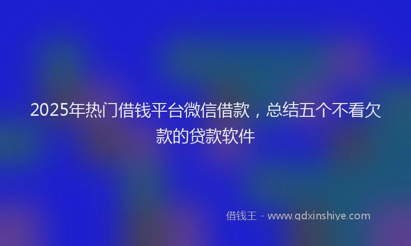 2025年热门借钱平台微信借款，总结五个不看欠款的贷款软件