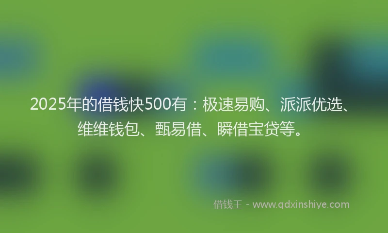 2025年的借钱快500有：极速易购、派派优选、维维钱包、甄易借、瞬借宝贷等。