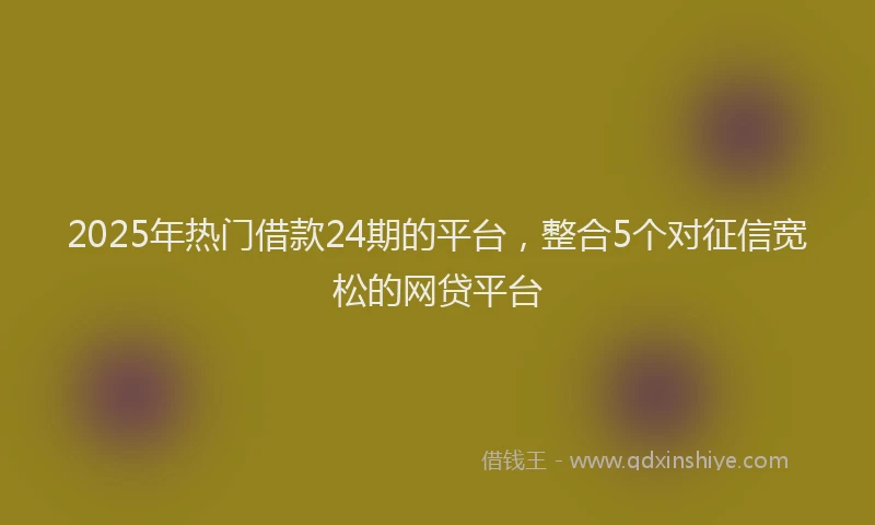 2025年热门借款24期的平台，整合5个对征信宽松的网贷平台