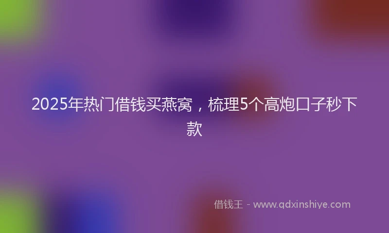 2025年热门借钱买燕窝，梳理5个高炮口子秒下款