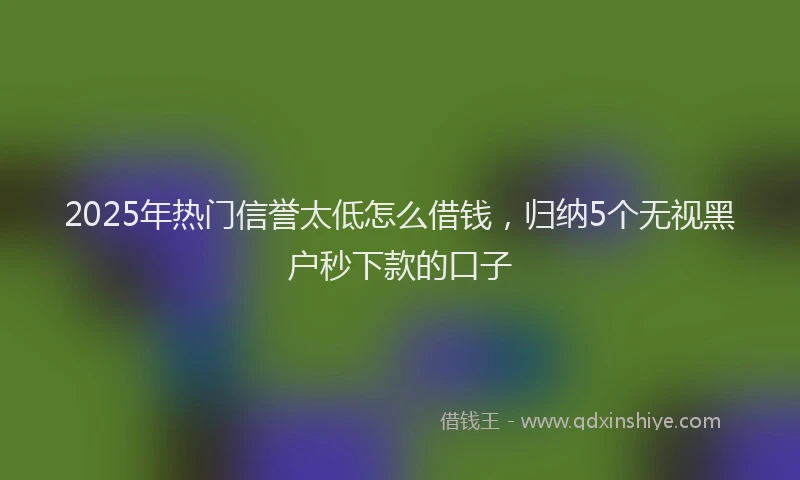 2025年热门信誉太低怎么借钱，归纳5个无视黑户秒下款的口子