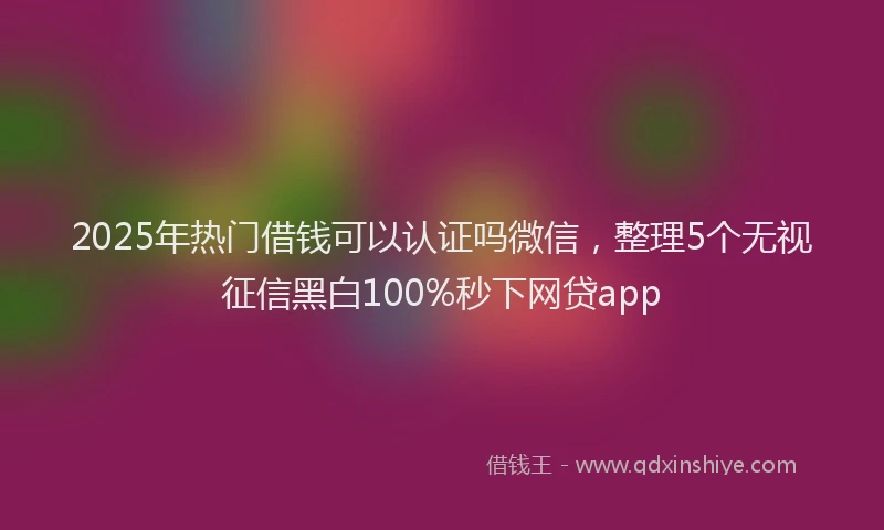 2025年热门借钱可以认证吗微信，整理5个无视征信黑白100%秒下网贷app