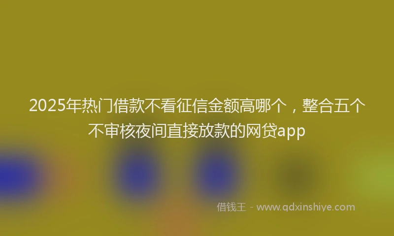 2025年热门借款不看征信金额高哪个，整合五个不审核夜间直接放款的网贷app