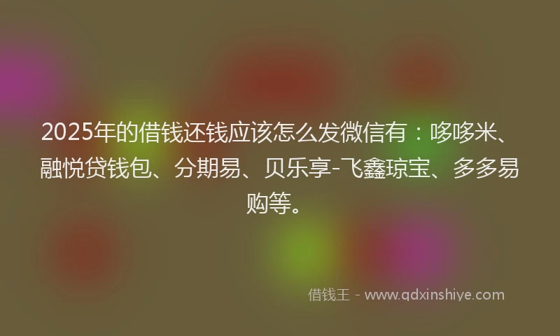 2025年的借钱还钱应该怎么发微信有：哆哆米、融悦贷钱包、分期易、贝乐享-飞鑫琼宝、多多易购等。