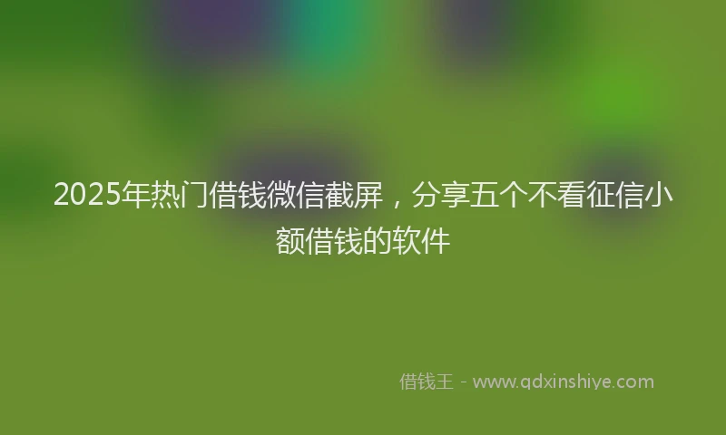2025年热门借钱微信截屏，分享五个不看征信小额借钱的软件