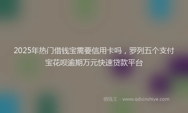 2025年热门借钱宝需要信用卡吗，罗列五个支付宝花呗逾期万元快速贷款平台