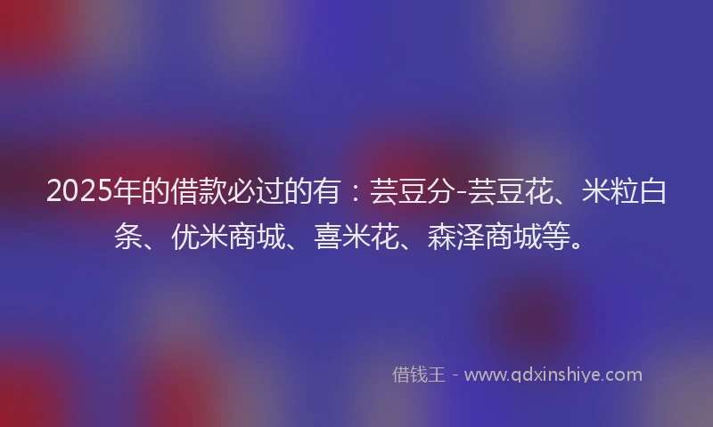 2025年的借款必过的有：芸豆分-芸豆花、米粒白条、优米商城、喜米花、森泽商城等。