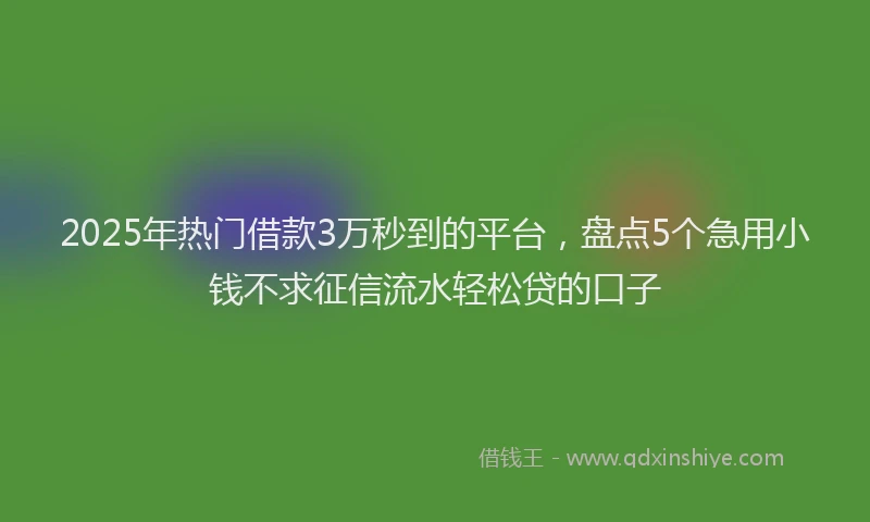 2025年热门借款3万秒到的平台，盘点5个急用小钱不求征信流水轻松贷的口子