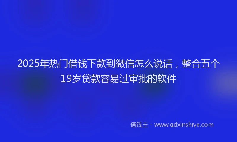 2025年热门借钱下款到微信怎么说话，整合五个19岁贷款容易过审批的软件