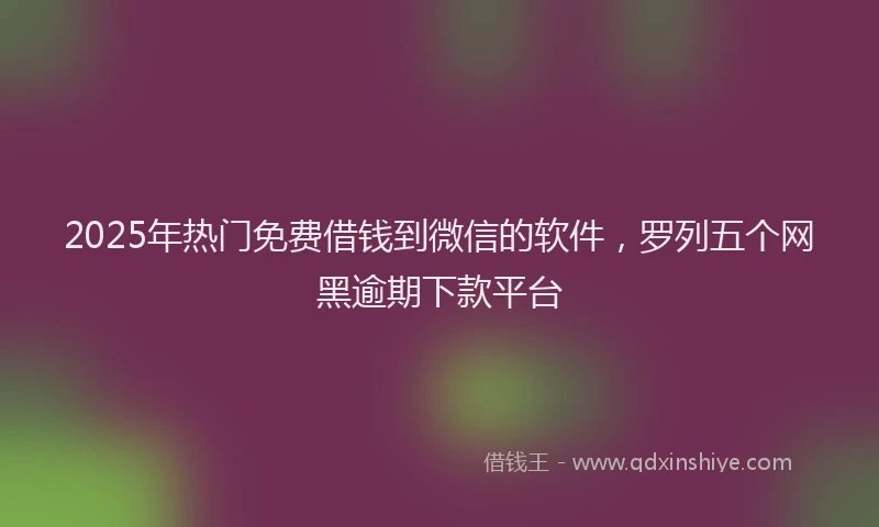 2025年热门免费借钱到微信的软件，罗列五个网黑逾期下款平台