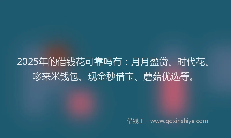 2025年的借钱花可靠吗有：月月盈贷、时代花、哆来米钱包、现金秒借宝、蘑菇优选等。