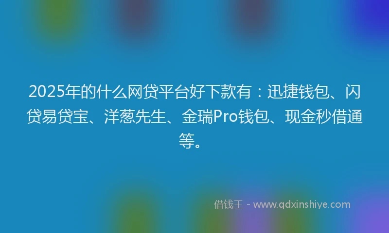 2025年的什么网贷平台好下款有：迅捷钱包、闪贷易贷宝、洋葱先生、金瑞Pro钱包、现金秒借通等。