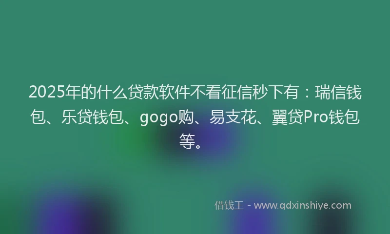 2025年的什么贷款软件不看征信秒下有：瑞信钱包、乐贷钱包、gogo购、易支花、翼贷Pro钱包等。