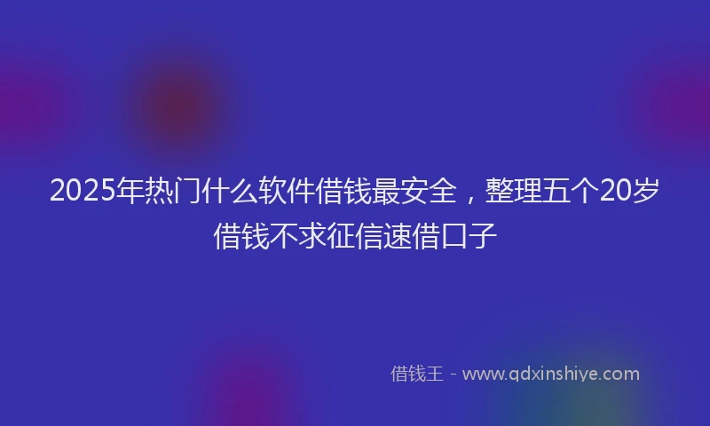 2025年热门什么软件借钱最安全，整理五个20岁借钱不求征信速借口子
