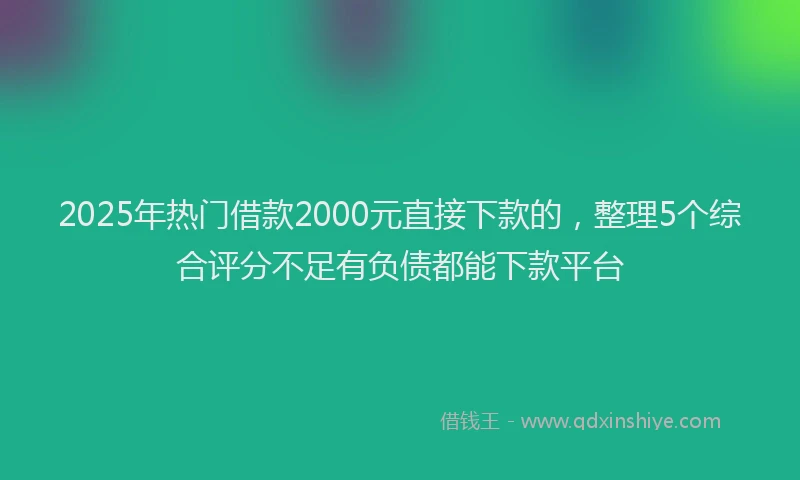 2025年热门借款2000元直接下款的，整理5个综合评分不足有负债都能下款平台